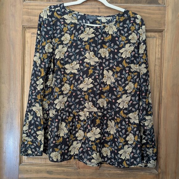 The Limited Women's Black Floral Peplum Long Sleeve Blouse. Size Medium - Picture 1 of 5
